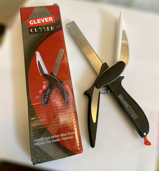 Kitchen Clever Cutter, 2 in 1 Utility Scissor, Multifunctional Kitchen Scissors knife, Salad Chopper , Kitchen Knife with Cutting Board