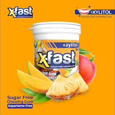 Xylitol X-Fast Sugar Free Gum | Imported Xfast Bubble Gum | Tropical Fruits Flavor Chewing Gum | Multi Flavours | Apple , Strawberry, Tropical Fruits, Mint, Cinnamon